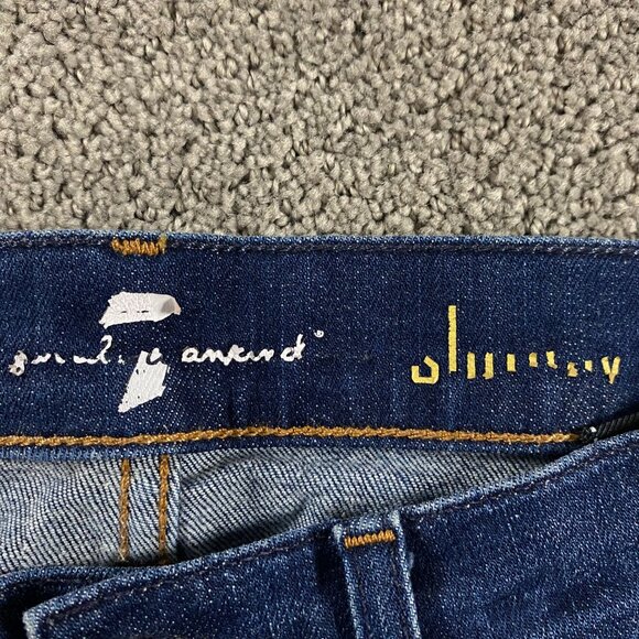 7 For All Mankind Slimmy Jeans Men's 29 Measures 31.5 x 32.75 Blue Stretch - Picture 7 of 14